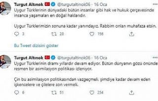 Başkan Altınok’tan Çin zulmüne tepki