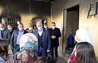 Başkan Gültak’tan evi yanan aileye destek