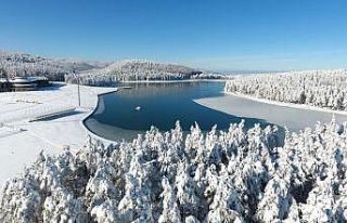 Bin 300 rakımdaki Topuk Yaylası göleti buz tuttu