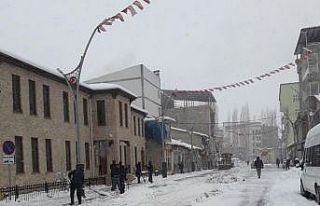 Büyükler kar temizledi, çocuklar kızak kayarak...