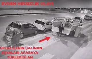 Çaldığı eşyaları kamyonete yükleyen şahıs...