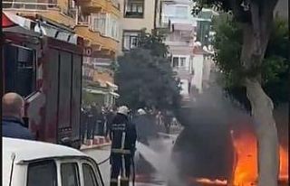 Çalıştırdığı otomobil bir anda alev aldı