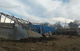 Elazığ’da rüzgar ağılın çatısını uçurdu