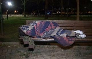 Genç kadın yeni yıla bankta uyuyarak girdi