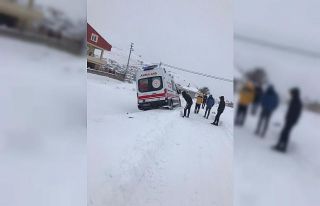 Hasta taşıyan ambulans kara saplandı