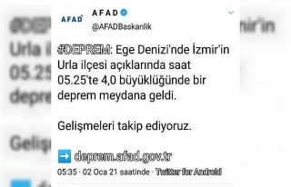 İzmir’de 4 büyüklüğünde deprem