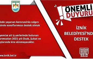İznik Belediyesi 3 ay kira almayacak