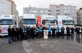 Kayseri’den 5 tırlık yardım yola çıktı