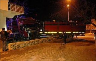 Kontrolden çıkan tır bahçe duvarına çarparak...