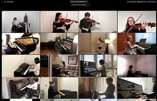 Minik müzisyenlerden evde konser ziyafeti