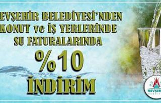 Nevşehir Belediyesinden su faturalarına yüzde 10...