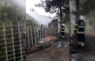 Odunluktaki yangın ormana sıçramadan söndürüldü