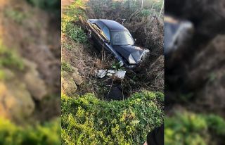 Otomobil su kanalına uçtu