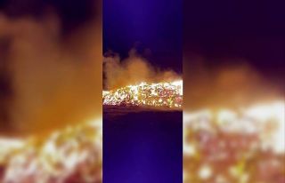 Saman balyaları alev alev yandı