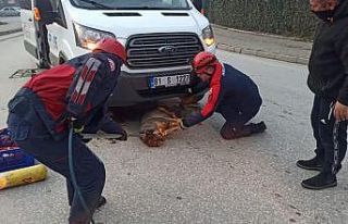 Servis minibüsünün çarparak altına sıkıştırdığı...