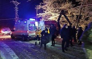 Şiddetli karda yoldan çıkan kamyonet şarampole...