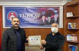 Ünsal’dan TÜRKAV İl Başkanına teşekkür belgesi