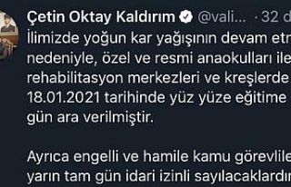 Vali Kaldırım duyurdu, yüz yüze eğitime bir gün...