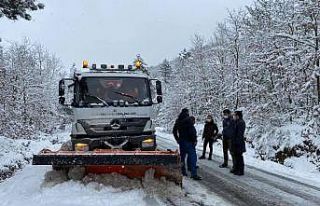Yenice’de buzlanan yolda tır şarampole devrildi