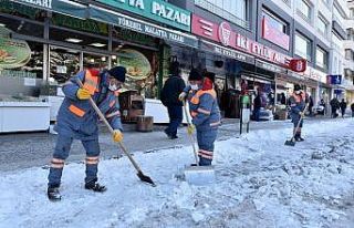 Yol ve kaldırımlarda küreme ve tuzlama çalışmaları