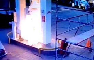 Akaryakıt istasyonunda faciadan dönüldü, o anlar...