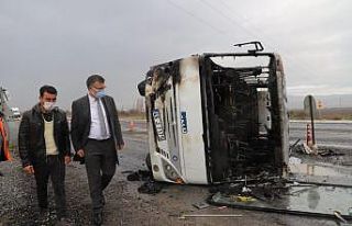 Alaşehir’de işçi servisi alevlere teslim oldu...