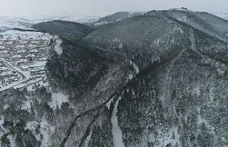 Beyazlar içinde Değirmen Boğazı havadan görüntülendi