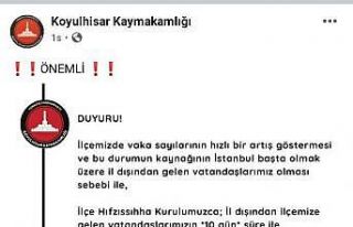 Bu ilçeye gelen 10 gün karantinada kalacak