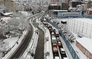İstanbul’da kar trafiği havadan görüntülendi
