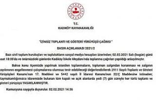 Kadıköy Kaymakamlığı’ndan ’7 günlük yasak’...