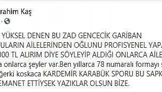 Karabükspor Başkanı Mehmet Yüksel’den futbolcusuna...