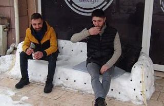 Kardan koltuk yapıp üzerinde çay keyfi yaptılar