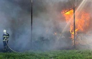 Kargılık alanda çıkan yangın 20 ton samanı kül...