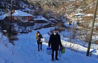 Karlı yolları aşarak aşı yapıyorlar