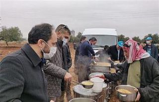 Kayseri’den gönderilen yardımlar Azez’de dağıtıldı