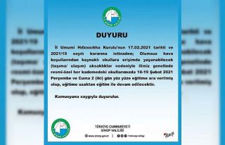 Sinop’ta eğitime kar engeli