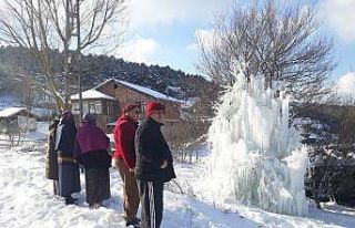 Su borusu patladı, buzdan ağaca dönüştü