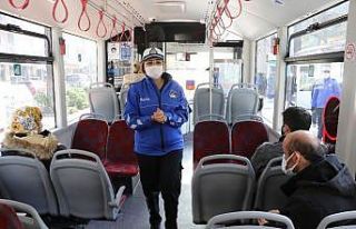 Toplu taşıma araçlarında korona virüs denetimi...