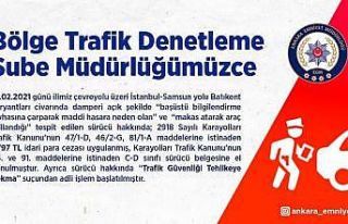 Trafikte dehşet saçan kamyon şoförüne ceza yağdı