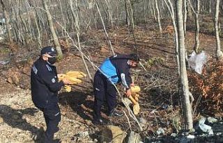 Yaban hayvanları için doğaya ekmek bırakıldı