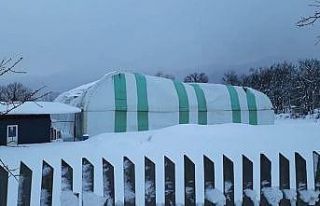 Yenice’de biriken karlar halı sahanın çatısını...