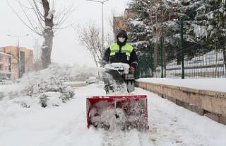 Yol ve kaldırımlarda kar temizliği yapılıyor