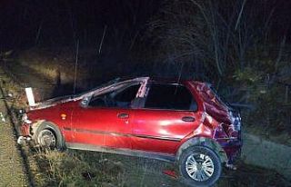 Yoldan çıkan otomobil takla attı : 1 yaralı