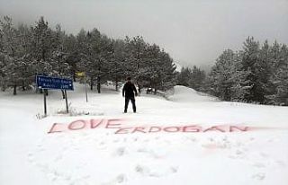 2 bin metreye ‘Love Erdoğan’ yazdı