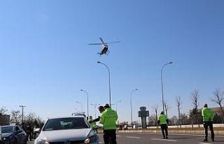 Aksaray’da helikopter destekli trafik uygulaması