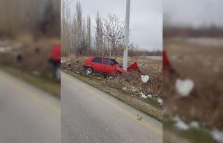 Direğe çarpan otomobilin sürücüsü yaralandı