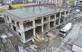 Düzce itfaiyesinin yeni hizmet binası hızla yükseliyor