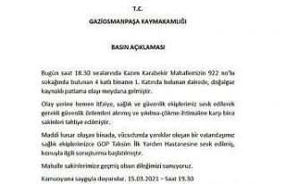 Gaziosmanpaşa Kaymakamlığı’ndan doğalgaz patlamasına...