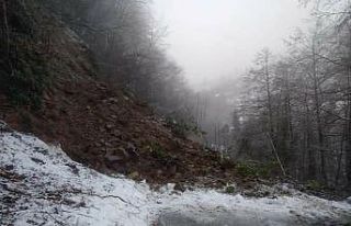 Heyelan ilçe yolunu trafiğe kapadı