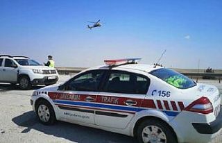Jandarmadan helikopter destekli trafik denetimi